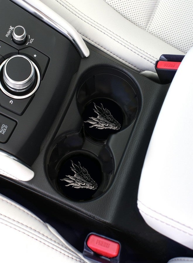 Elektroplate قواعد أكواب سيراميكية للسيارات من إليكتروبليت، مرخصة رسميًا من هاوس أوف ذا دراغون، بتصميم جمجمة باليريون (قطر 2.6 بوصة) | مناسبة لجميع أنواع السيارات والشاحنات وسيارات الدفع الرباعي وغيرها | ماصة للماء، مانعة للانزلاق، متينة | طقم من قطعتين - Image 2